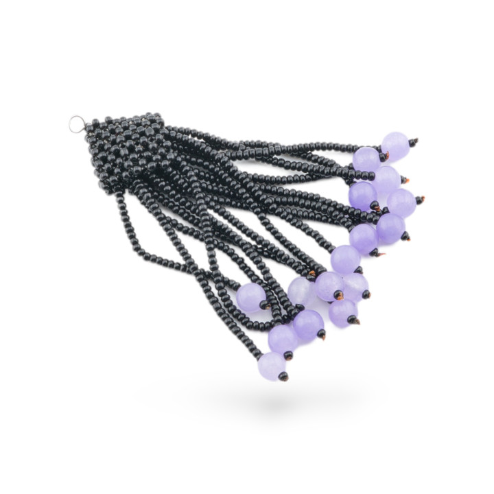 Composant pendentif en pierre semi-précieuse avec perles multibrins 22x95mm 2pcs lavande MOD1