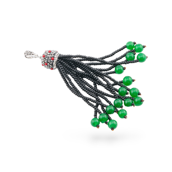 Composant de pendentif en pierre précieuse avec perles multibrins 22x95mm 2pcs vert MOD2