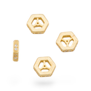 925 Silber Spacer Sechskantscheibe mit Zirkonen 10x3mm 4St Golden