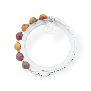 Bracciali Di Pietre Dure Con Pendente E Elemento Di Bronzo Rodiato Mokaite