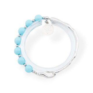 Pulseras de piedras semipreciosas con colgante y elemento de bronce rodiado y pasta de turquesa