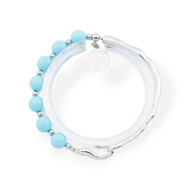 Bracciali Di Pietre Dure Con Pendente E Elemento Di Bronzo Rodiato Pasta Di Turchese