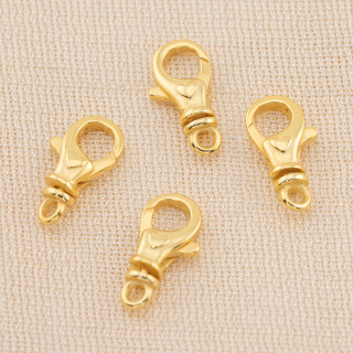 925 Silver Clasp Snap Hook With Heart 8x14mm 4pcs Gold