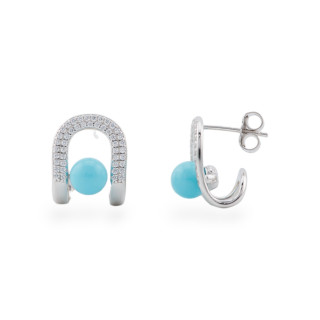 Ασημένια καρφωτά σκουλαρίκια Fantasy 925 με Ζιργκόν 12,5x16mm με πέτρες 1 Ζευγάρι τυρκουάζ επενδεδυμένη με ρόδιο