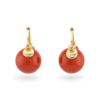 925 Silver Stud Earrings With Hard Stones And Gold Paste Coral Paste