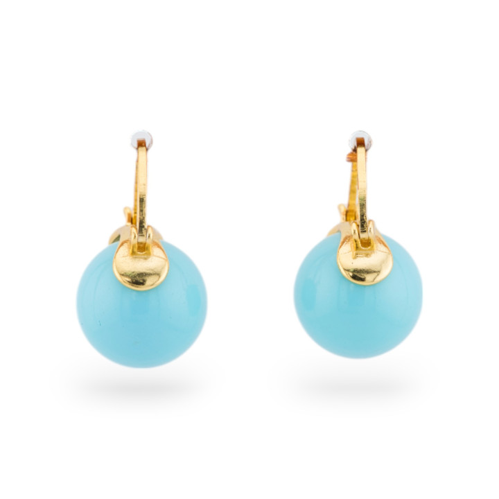 925 Silver Stud Earrings With Hard Stones And Gold Paste Turquoise Paste
