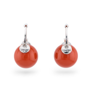 925 Silver Stud Earrings With Hard Stones And Rhodium-Plated Paste Coral Paste