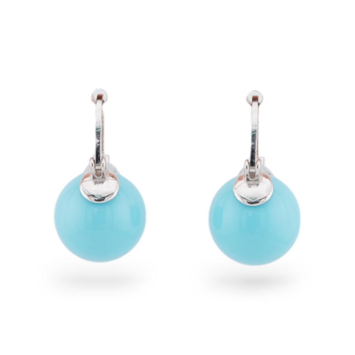 925 Silver Stud Earrings With Hard Stones And Rhodium Paste Turquoise Paste
