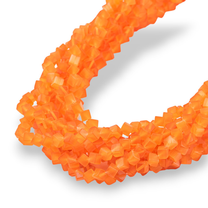 Cube Diagonal Oeil de Chat 4mm Orange