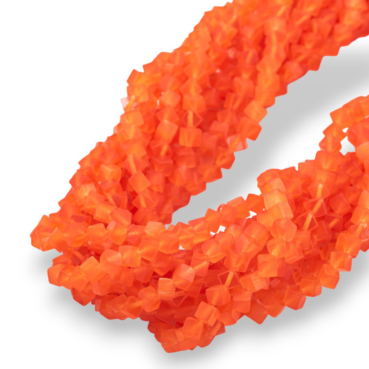 Cat's Eye Diagonal Cube 4mm Deep Orange