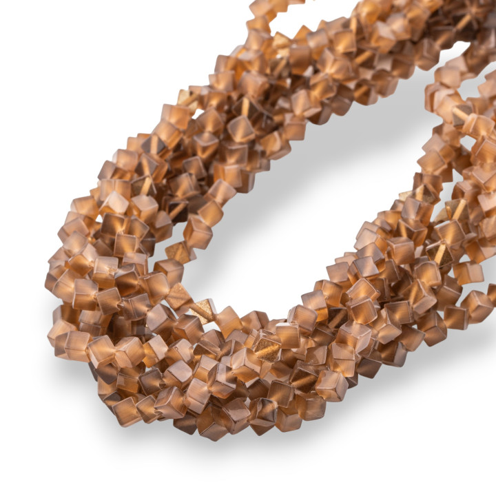 Katzenaugen-Diagonalwürfel 4 mm braun