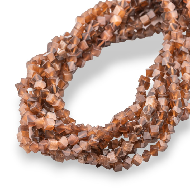 Cube Diagonal Oeil de Chat 4mm Marron Profond