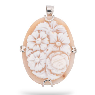 Ασημένιο μενταγιόν 925 με χαραγμένο στο χέρι ιταλικό Cameo 32x52mm 1 τεμ.