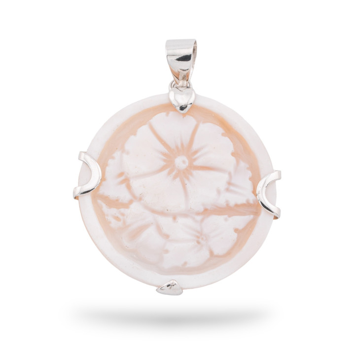 Ασημένιο μενταγιόν 925 με χαραγμένο στο χέρι ιταλικό Cameo 38x48mm 1 τεμ.