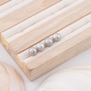 River Pearls 1 trou rond (AAA) 7,5-8,0 mm 12 paires gris