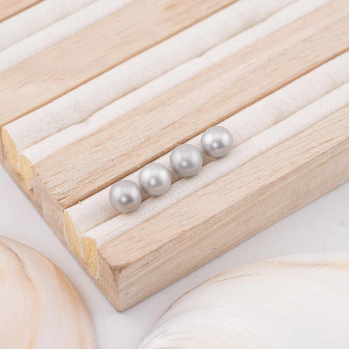 River Pearls 1 Hole Round (AAA) 7.5-8.0mm 12 Pairs Grey