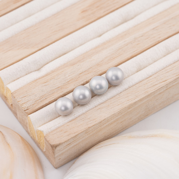 River Pearls 1 trou rond (AAA) 8,5-9,0 mm 12 paires gris