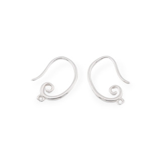 925 Silver Earring Base With Monachella 12x18mm 5 Pairs Rhodium Plated