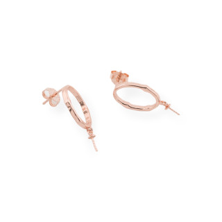 Base Per Orecchini Di Argento 925 Perno Ovale 11x19mm 2 Paia Oro Rosa