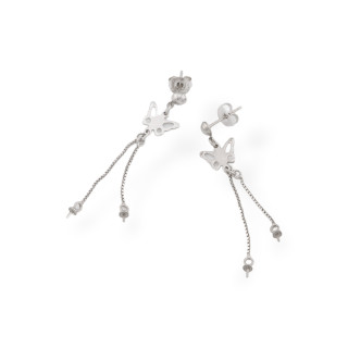 Base Per Orecchini Perno Con Catena A Pendente Di Argento 925 10x50mm 3 Paia Rodiato