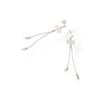 Base Per Orecchini Perno Con Catena A Pendente Di Argento 925 12x64mm 3 Paia Rodiato