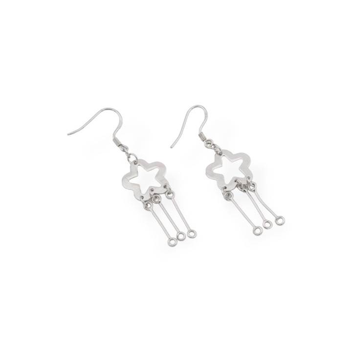 Base pour Boucles d'Oreilles Puces avec Pendentif Chaîne en Argent 925 Plaqué Rhodié 2 Paires
