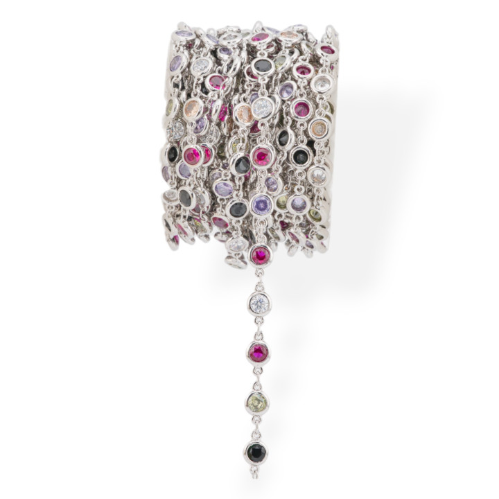 Chaîne En Laiton Avec Zircons Taille Brillant Sertie 5.5mm 5 Mètres Plaqué Rhodium Multicolore