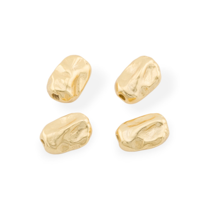 Composant de Connecteur en Argent 925 Perle Tumbled 10x15mm 4pcs Doré Poli