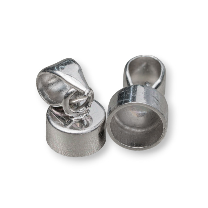 Coupelles Argent 925 Coupelles Bornes Sans Barre 7mm 5pcs Plaqué Rhodium