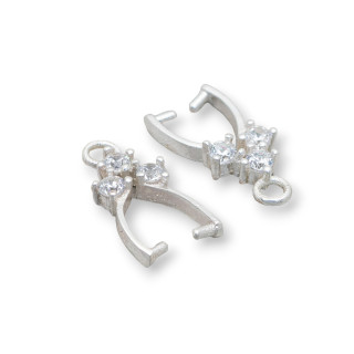 Gancio Per Pendente Di Argento 925 Con Zirconi 09x14mm 10pz Argentato