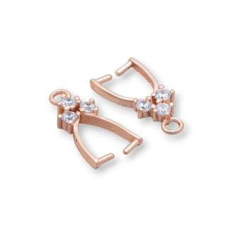 925 Silver Pendant Hook With Zirconia 09x16mm 10pcs Rose Gold
