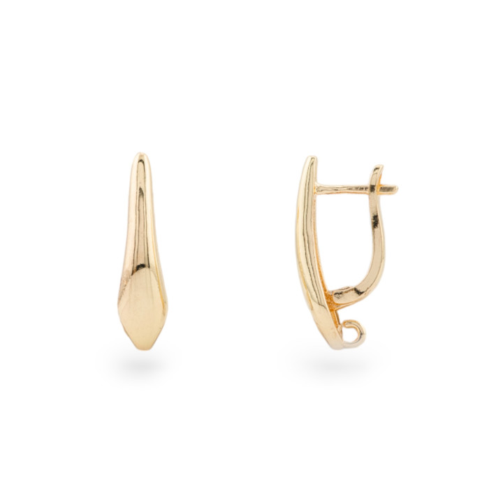 Base de boucle d'oreille en bronze, tige en forme de goutte lisse, 6x21mm, 10 paires, plaqué or