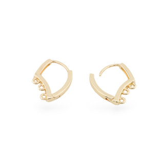 Base Para Pendientes De Latón Con Gancho Cerrado 16x15mm Con 4 Aros 9 Pares