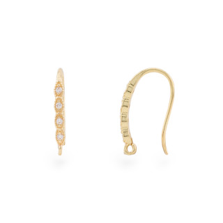 Brass Earring Base With Zirconia 9 Pairs Gold