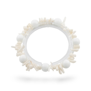Pulseras Elásticas De Piedras Semipreciosas Y Coral Bambú Blanco