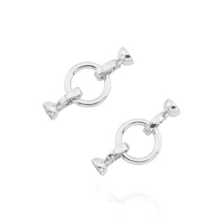 Bronze, glatt, rund, Schnappverschluss, 17 x 39 mm, 7,5 mm Tassen, 10 Stück, rhodiniert