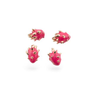 14pcs Fruit Enamelled Bronze Pendant Component With 1 Golden Dragon Fruit Jump Ring