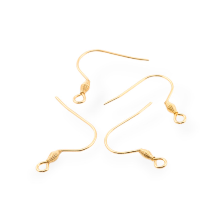 316L Steel Earring Base for Earrings with Spiral 100 Pairs Gold Plated