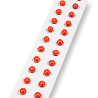 Cuentas de medio agujero en pasta de coral rojo sardo, redondas y lisas, 6 mm, 24 piezas