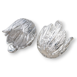 Coupes en Bronze Fleurs 11x16mm 19pcs Plaqué Rhodium