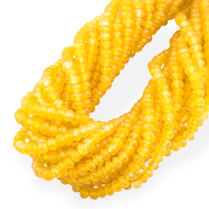 Jade Economic Line Faceted Rondelle 4x3mm Yellow