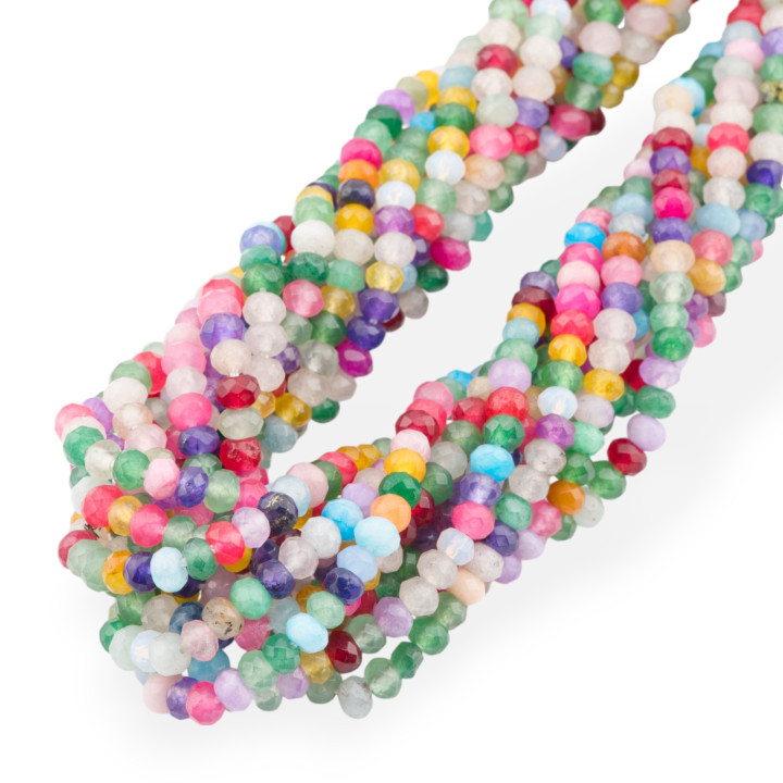 Jade Economic Line Faceted Rondelle 4x3mm Mix
