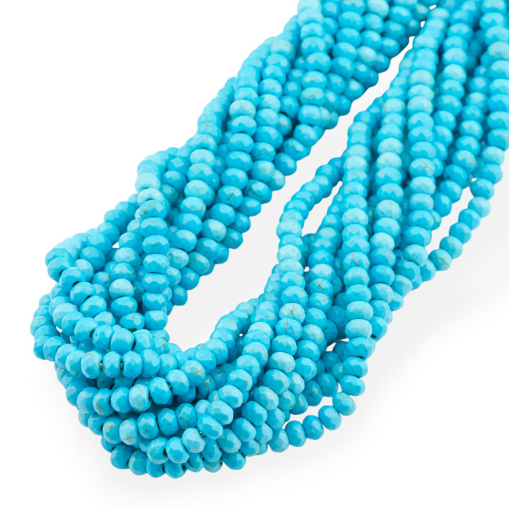 Jade Economic Line Faceted Rondelle 4x3mm Turquoise