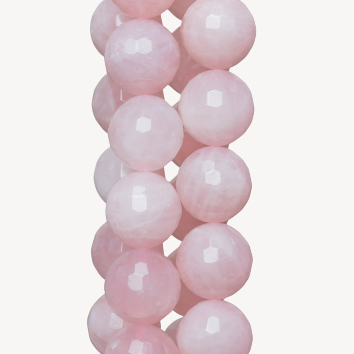 Rose Quartz Round Faceted Bead 20mm Milk