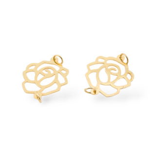 Componente Connettore Di Argento 925 Piastra Rosa 13x16mm 10pz Dorato