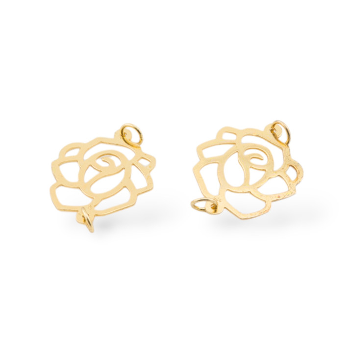 Πλάκα εξαρτήματος 925 Ασημί Βύσμα Ροζ 13x16mm 10τμχ Χρυσό