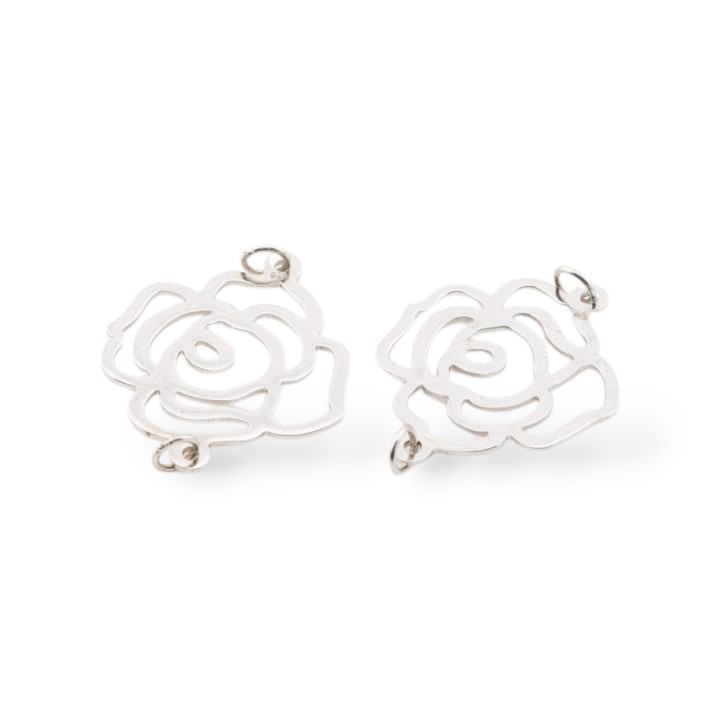 Composant de Connecteur en Argent 925 Plaque Rose 24x27mm 4pcs Plaqué Rhodium