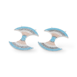 925 Silver Connector Component With Zirconia With 2 Jump Rings 26x31mm 2pcs Rhodium Plated