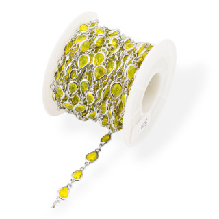 Cadena de rosario de latón con cabujón en forma de ojo de gato, 6,5x8,5 mm, 5 metros, rodiado, amarillo