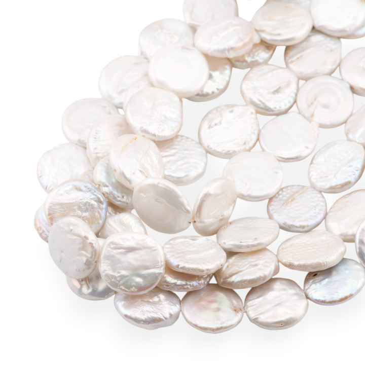 Perles de rivière plates baroques (REE) Blanc 55-60gr